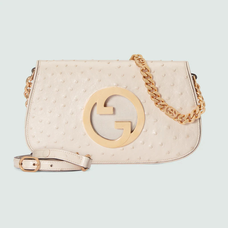 〔グッチ ブロンディ〕オーストリッチ ショルダーバッグ