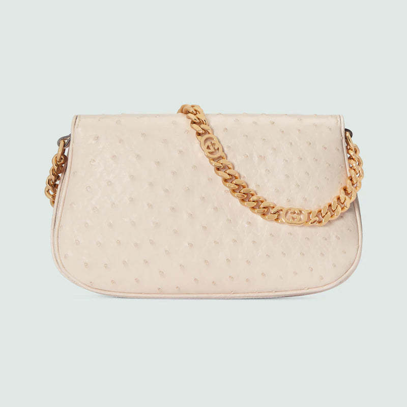 〔グッチ ブロンディ〕オーストリッチ ショルダーバッグ