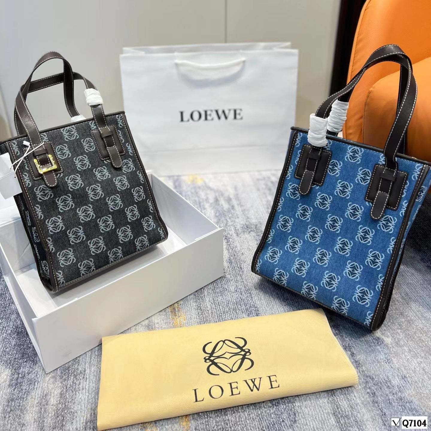 L/oewe デニムカラー キャンバス ショッピングバッグ【送料無料】