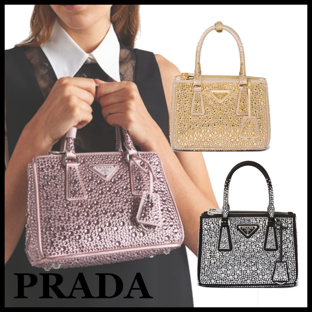 ★PRADA直営店★ガレリア クリスタル サテン ミニバッグ
