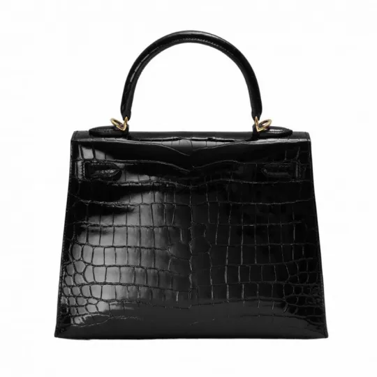 エルメス HERMES ケリー ケリー25 クロコダイルニロティカス ブラック ゴールド金具 Y刻印