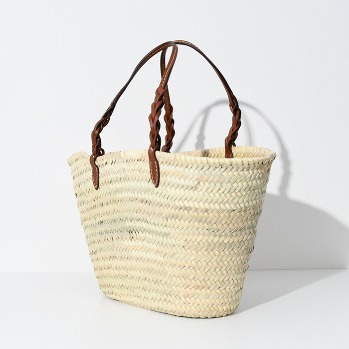 PRADA ウーブンパーム レザー かごバッグ