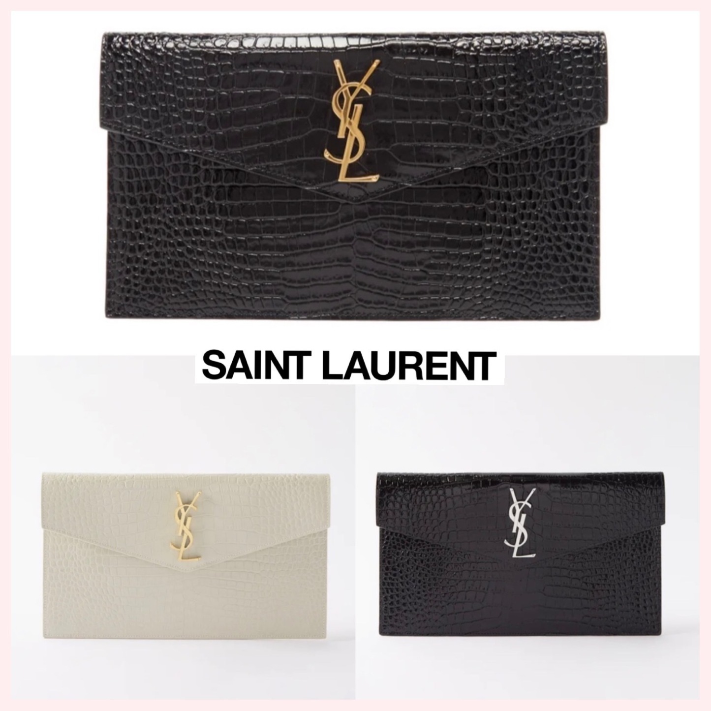 ☆SAINT LAURENT☆関税込♪日本未入荷♪Uptown クロコ クラッチ