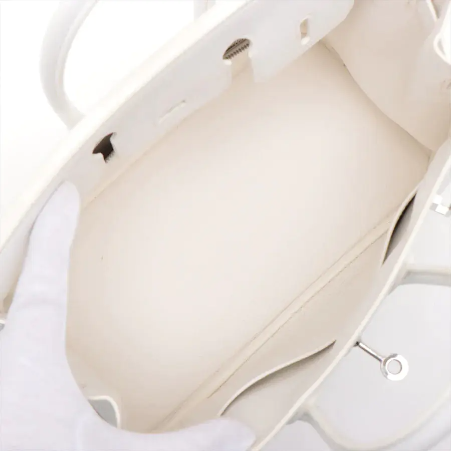 HERMES エルメス バーキン25 ヴォーエプソン ホワイト シルバー金具