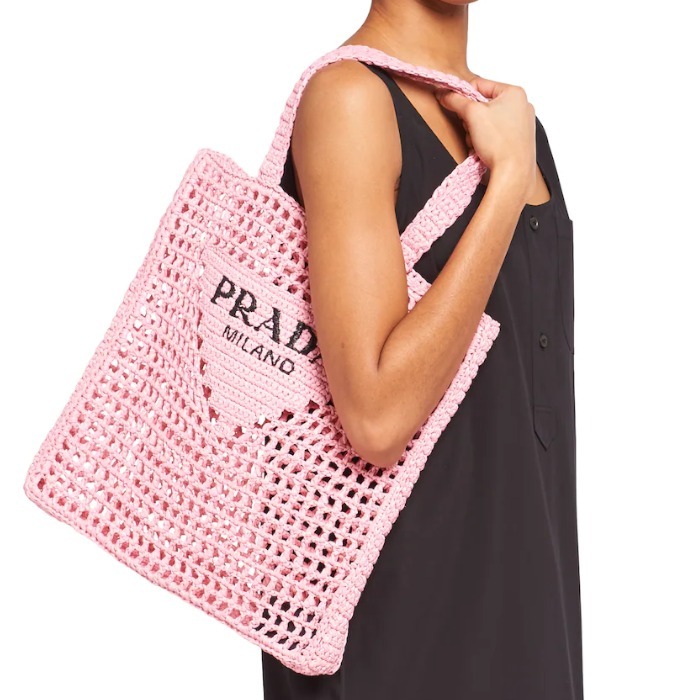【PRADA】Raffia tote bag ロゴ ラフィア トートバッグ 2022SS新作