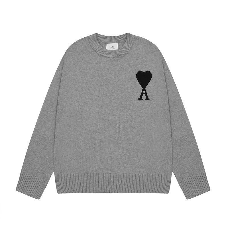 【AMI PARIS】 アミ パリス Intarsia Sweater ハートロゴ ニット ロゴ セーター オーバーサイズ