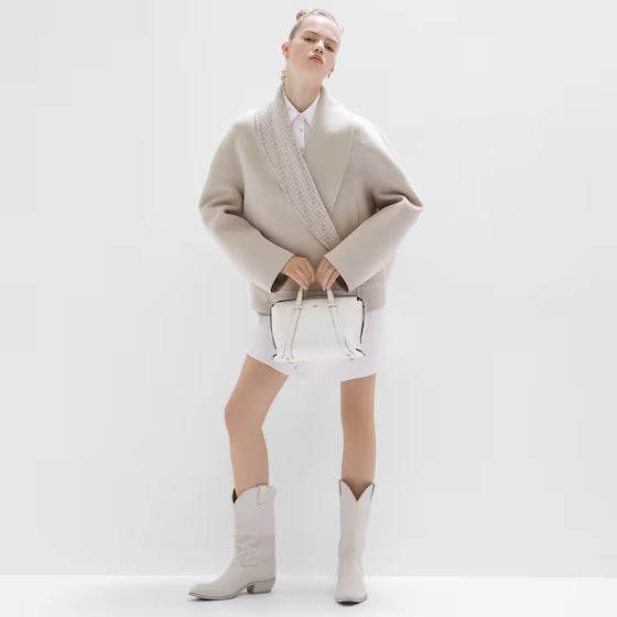 フェンディ ボストン 365    アイスホワイト レザー バッグ