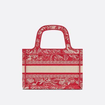 ブックトート バッグ TOILE DE JOUY 刺繍 レッド