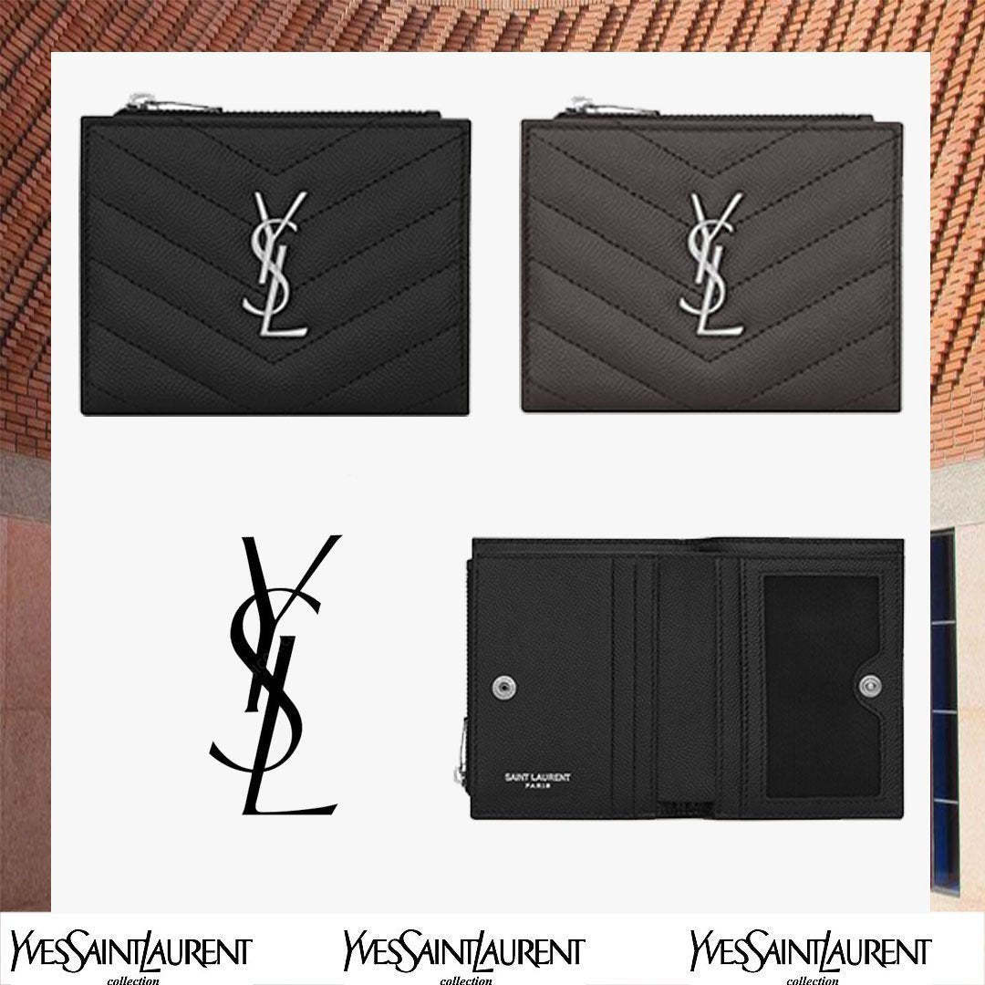 人気！★MONOGRAMブラックキルトレザージッパーのカードホルダーをテクスチャ