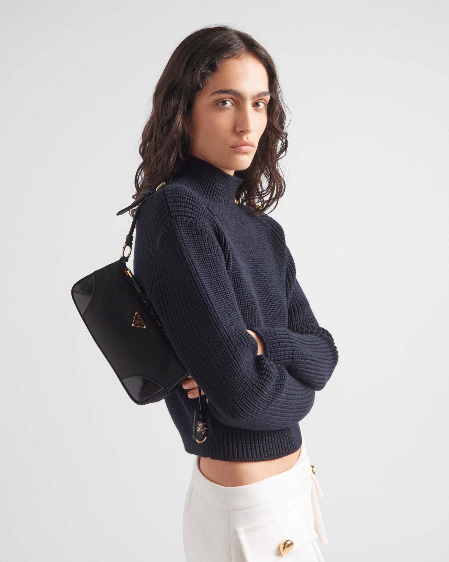 Re-Edition 2002 Re-Nylon xブラッシュドレザー ショルダーバッグ