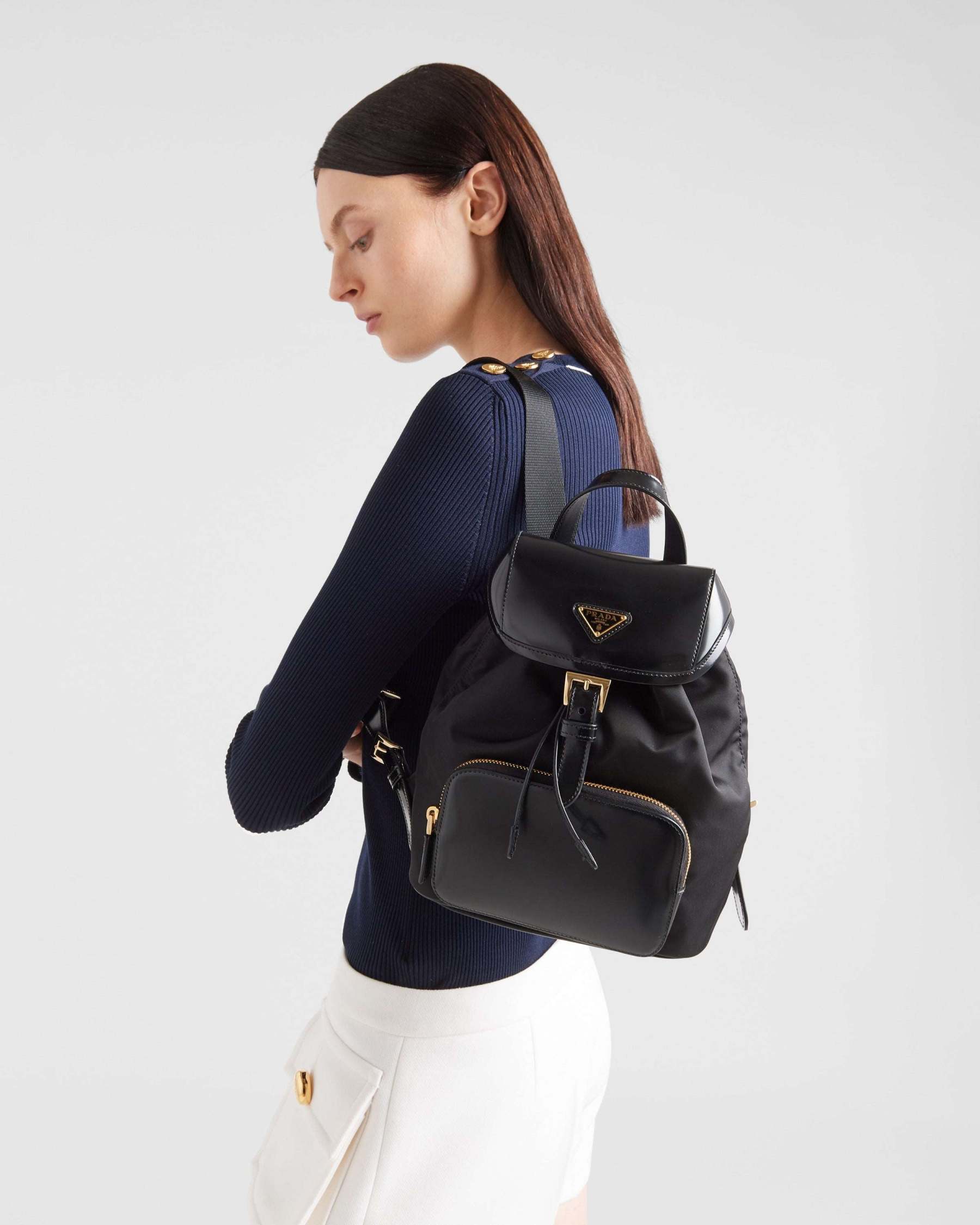 Re-Nylon xブラッシュドレザー バックパック