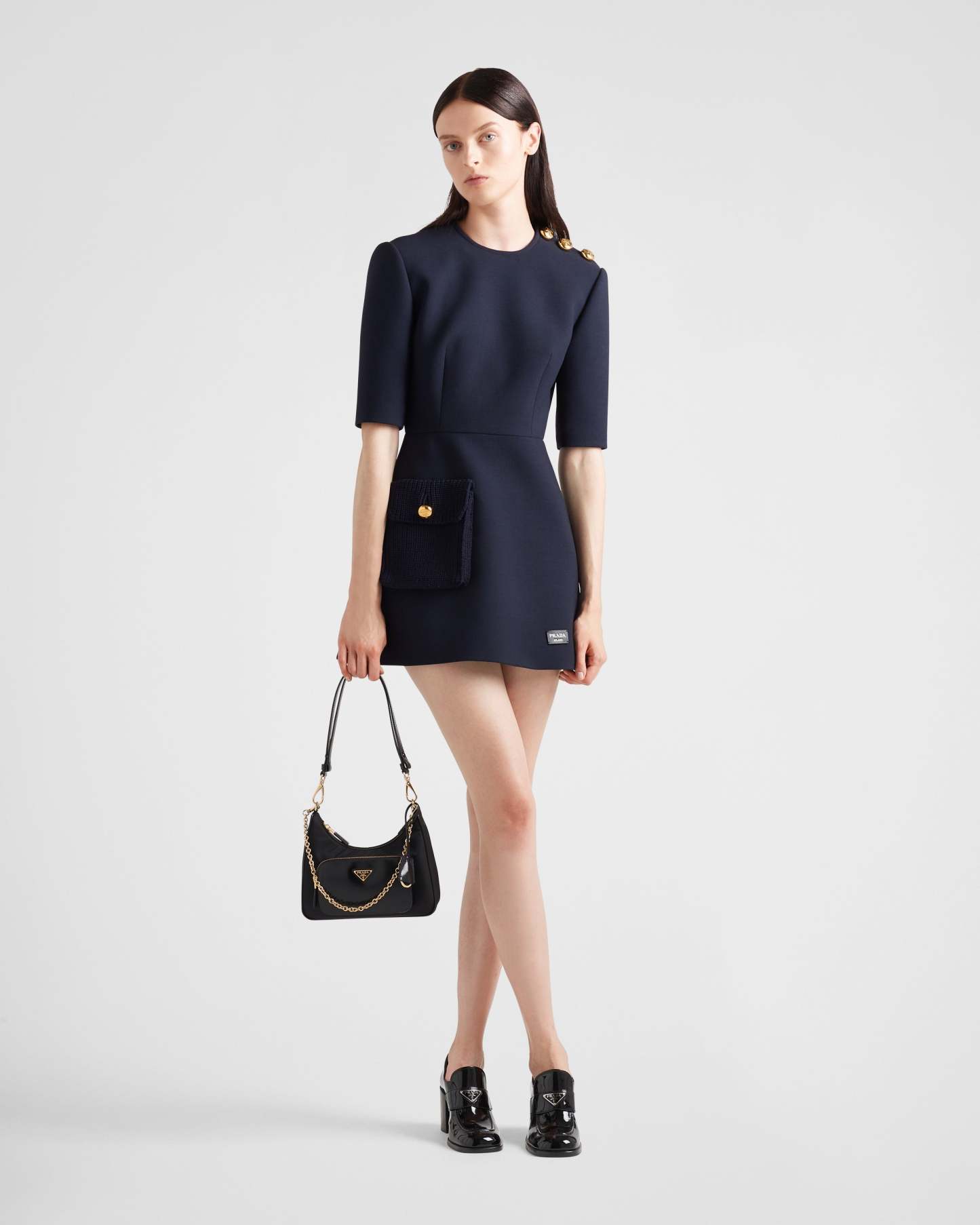 Re-Nylon xブラッシュドレザー ミニバッグ