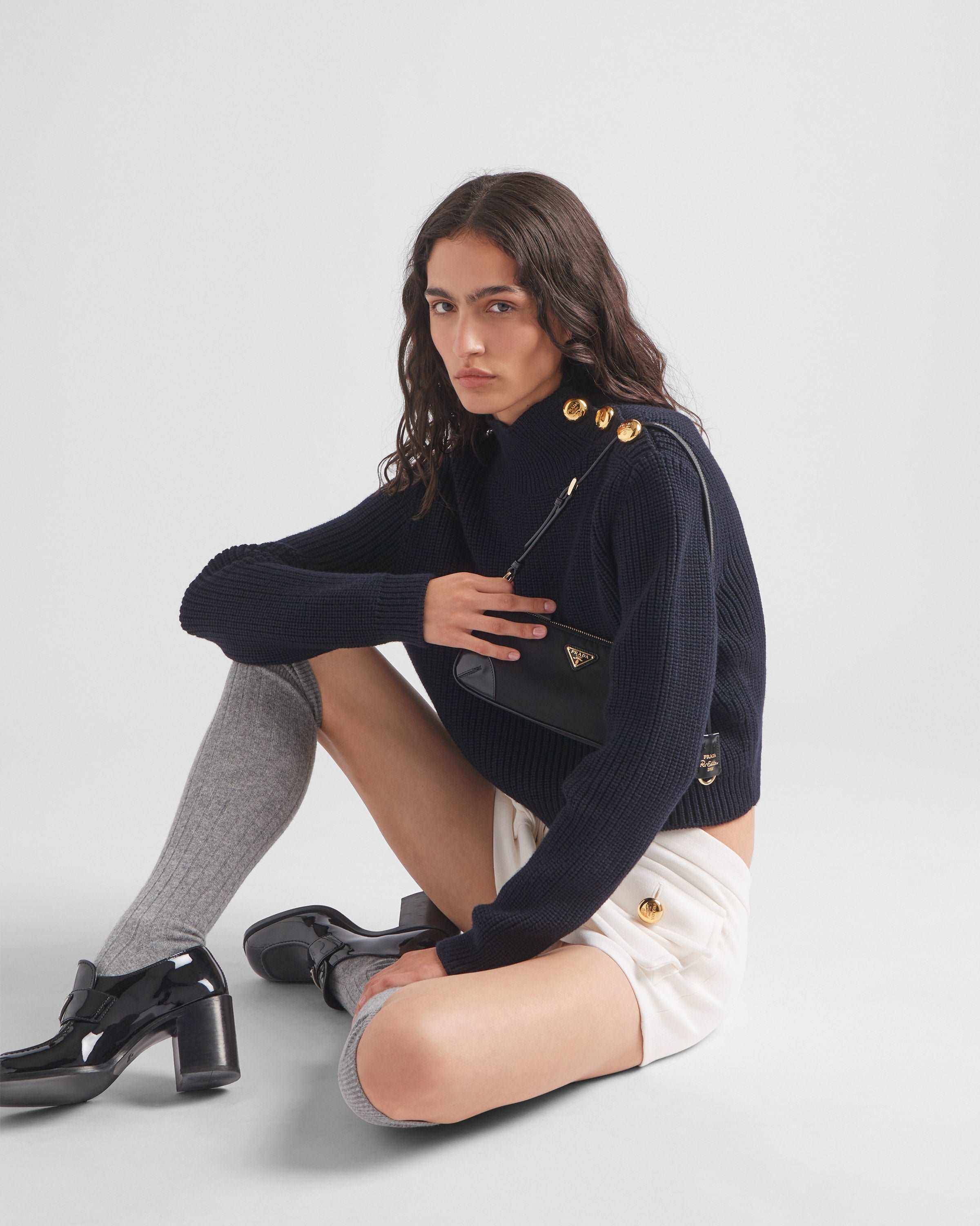 Re-Edition 2002 Re-Nylon xブラッシュドレザー ショルダーバッグ