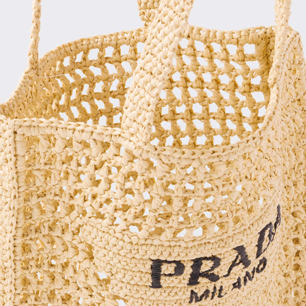 【PRADA】Raffia tote bag ロゴ ラフィア トートバッグ 2022SS新作