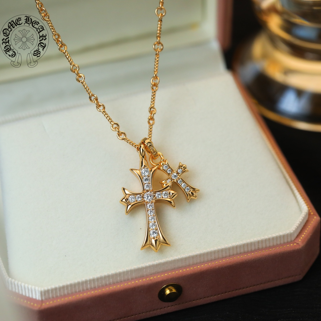 【Chrome Hearts】ネックレス、ダブルクロスネックレス高いファッションセンス