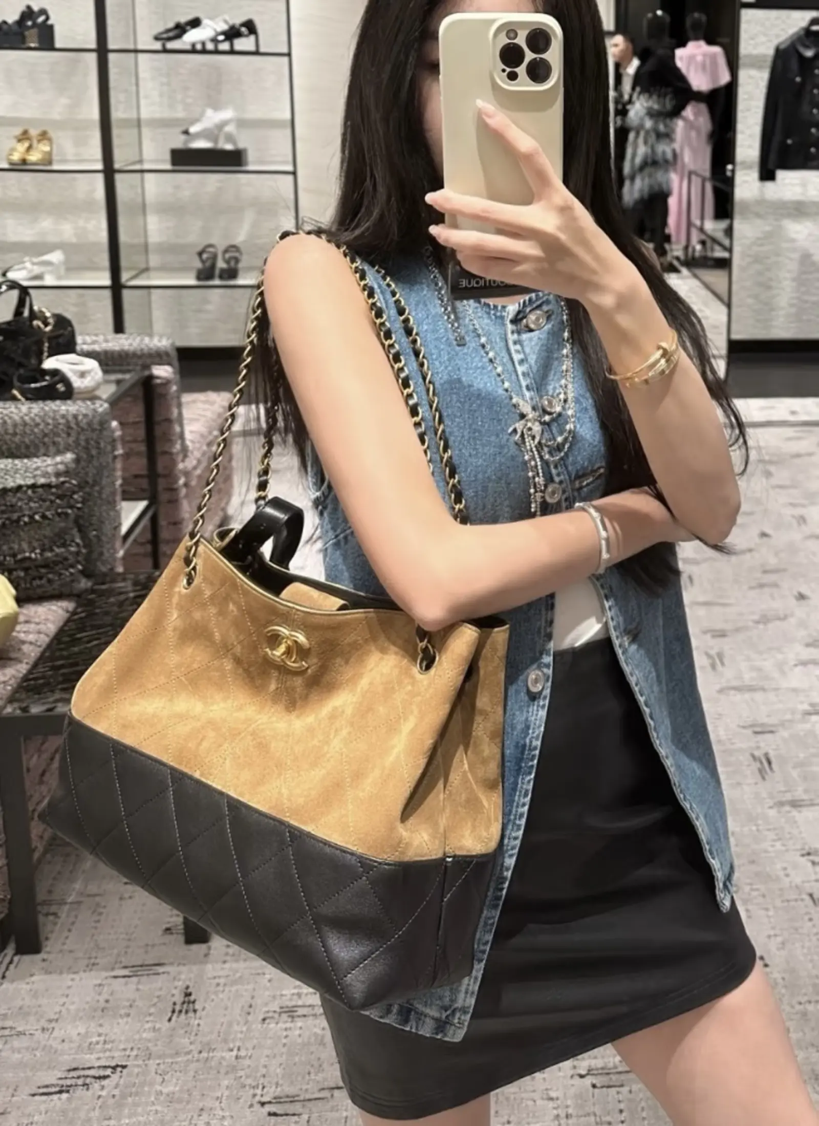 バイカラー★【CHANEL】ハンドバッグ2way AS5634-B20827-U1536