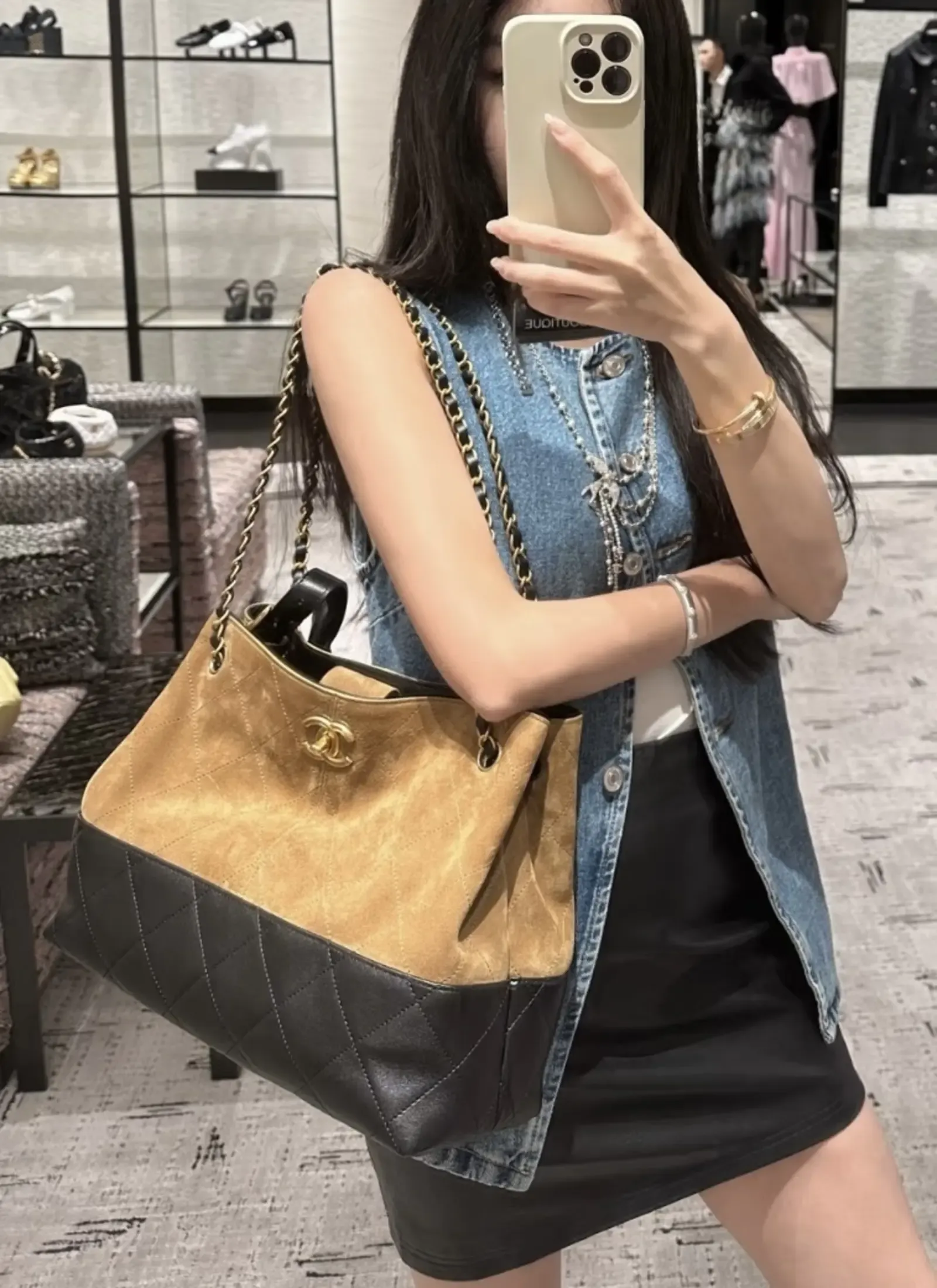 バイカラー★【CHANEL】ハンドバッグ2way AS5634-B20827-U1536