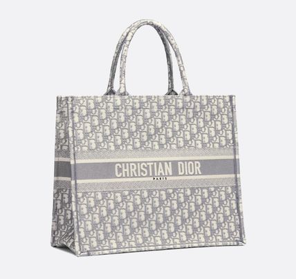 【ディオール】◆人気 BOOK TOTE 定番柄刺繍 トートバッグ-3 sizes