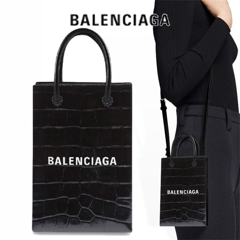 バレンシアガ クロコダイル ショルダーポーチShopping Phone Holder バッグ