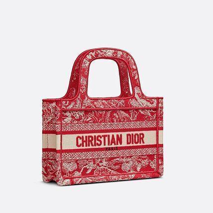 ブックトート バッグ TOILE DE JOUY 刺繍 レッド