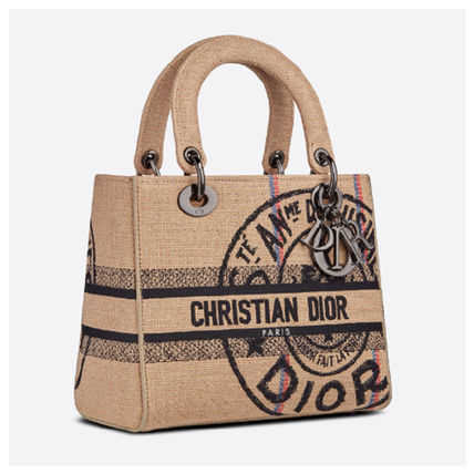 LADY D-LITE ミディアムバッグ Dior Union ジュートキャンバス-BUYMA