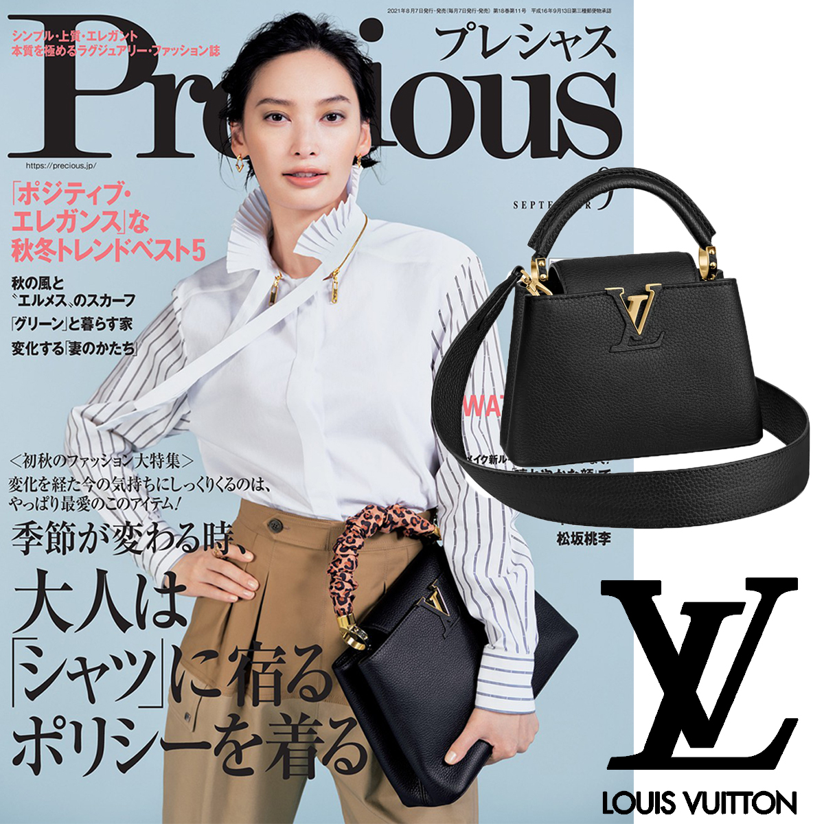 Precious雑誌のおすすめのファッションビーガンレザーバッグ！大政絢さん愛用ルイヴィトン | ミニカプシーヌバッグ。