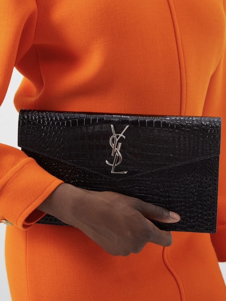 ☆SAINT LAURENT☆関税込♪日本未入荷♪Uptown クロコ クラッチ