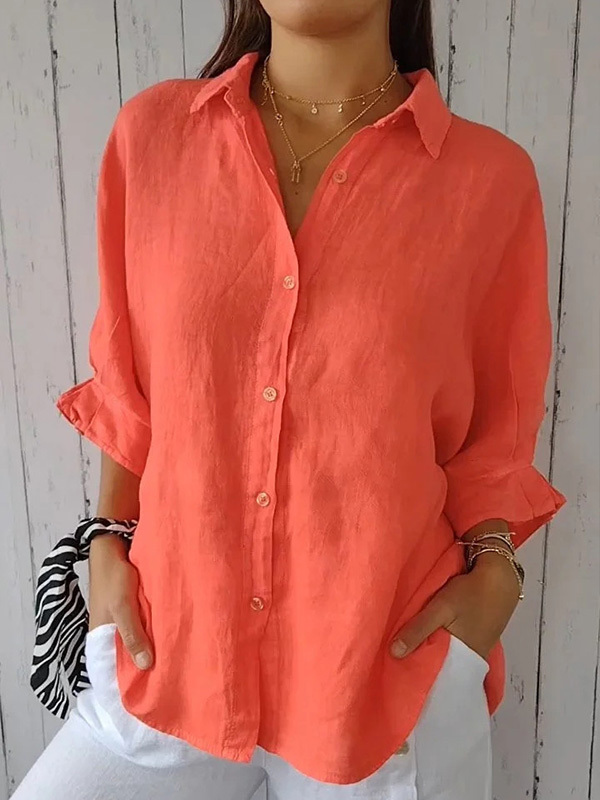 Cotton and linen back tie design shirt