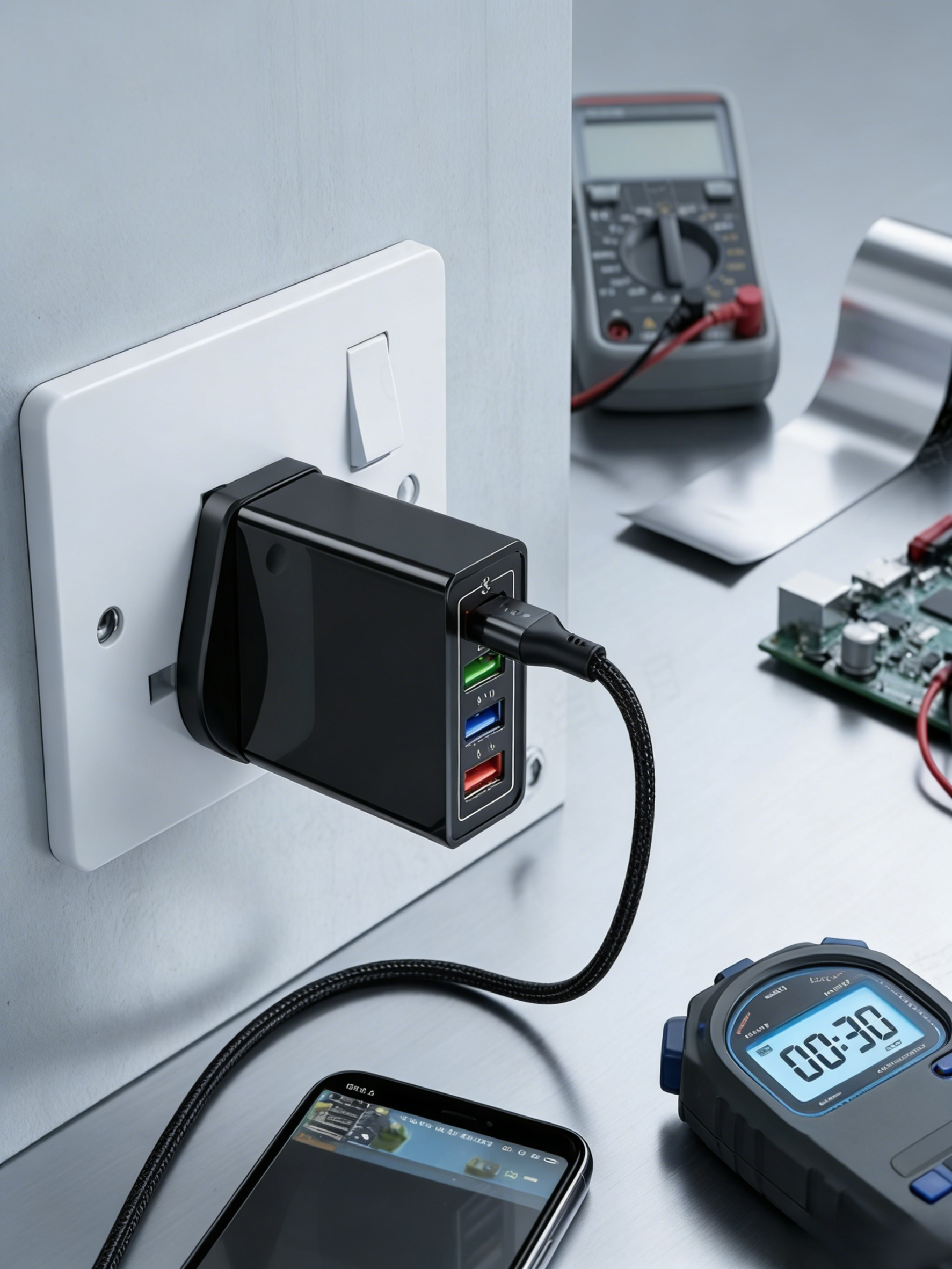 Four-Port Travel Charger for Extended Phone Battery Life