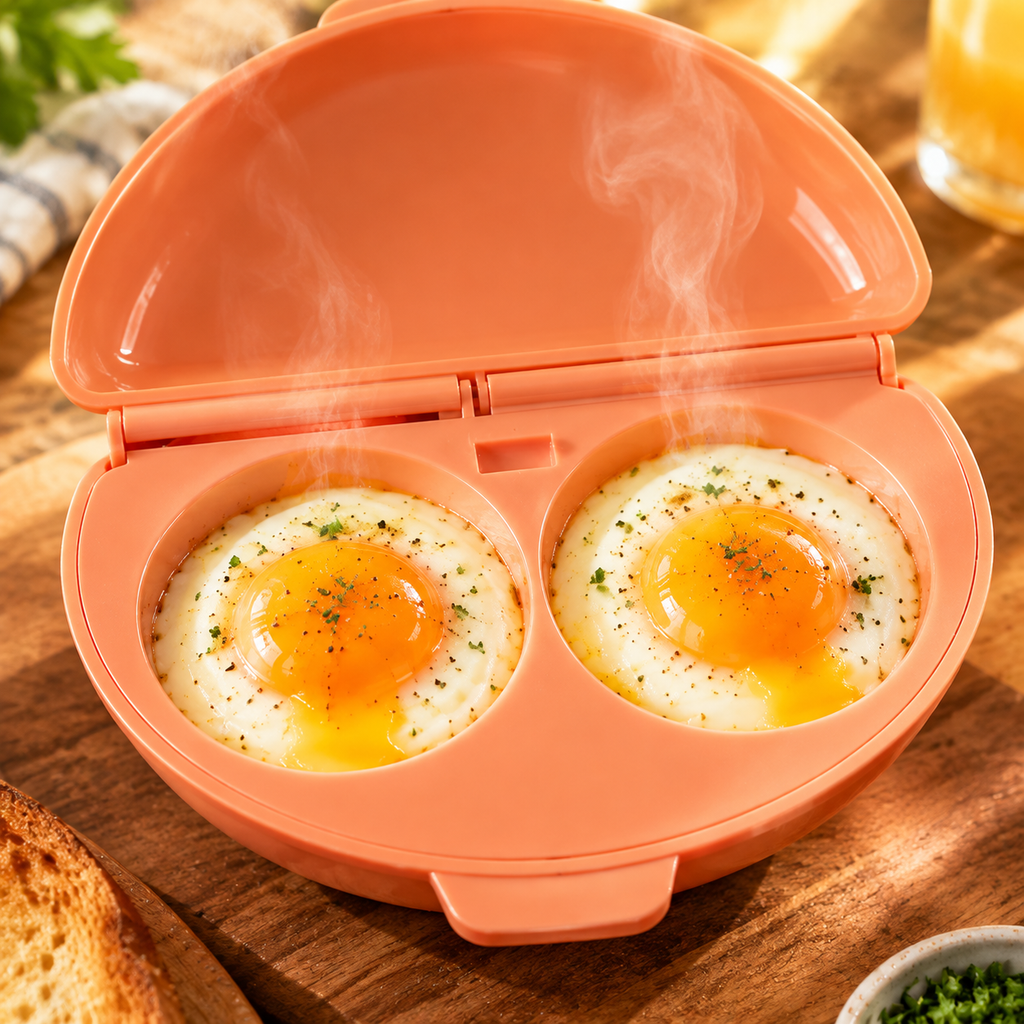 2-in-1 Microwave Egg Steamer and Cooker Bowl with Lid – Quick and Easy Microwave Steamed Egg Maker
