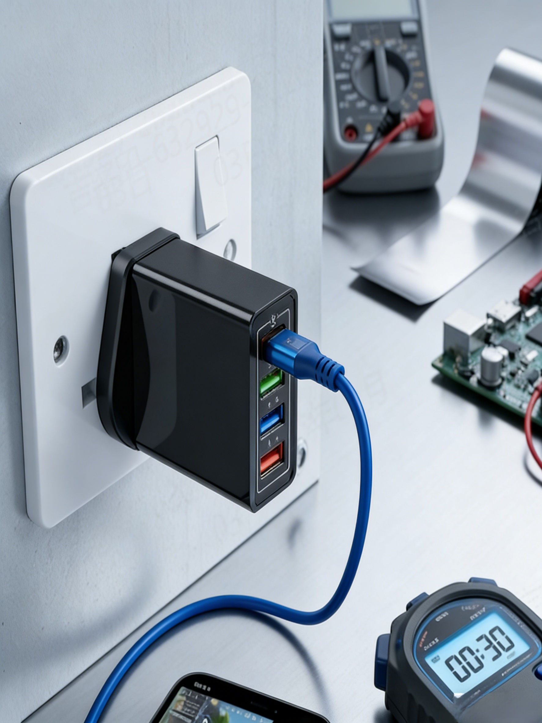 Four-Port Travel Charger for Extended Phone Battery Life