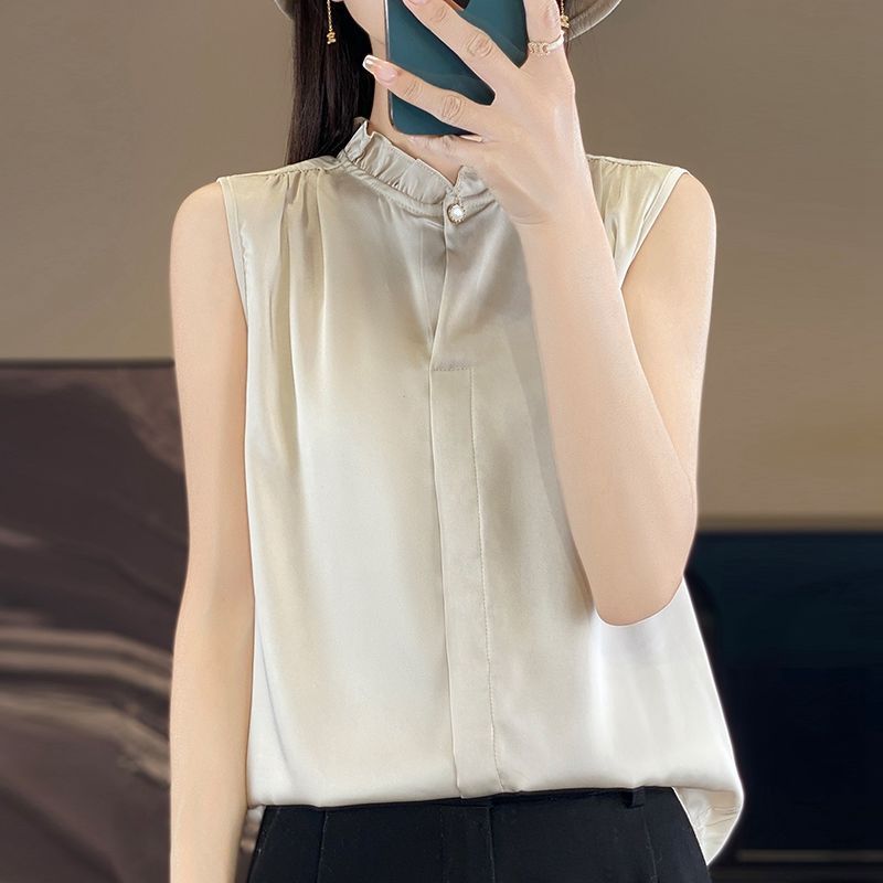French style elegant versatile age-reducing silk base shirt