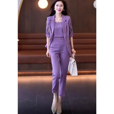 Suit three-piece female new fashion summer thin quality harem pants suit thin