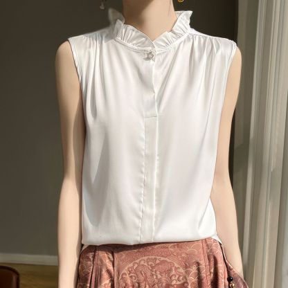 French style elegant versatile age-reducing silk base shirt