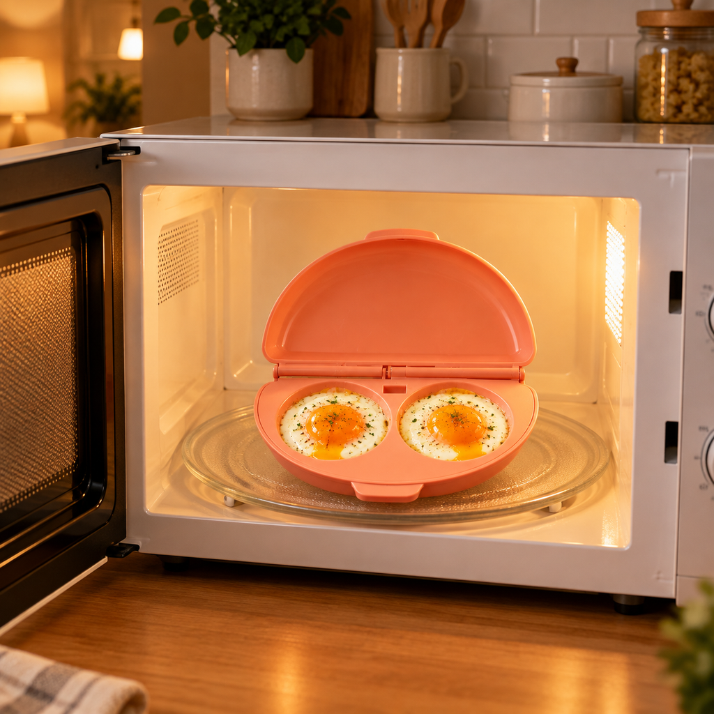 2-in-1 Microwave Egg Steamer and Cooker Bowl with Lid – Quick and Easy Microwave Steamed Egg Maker