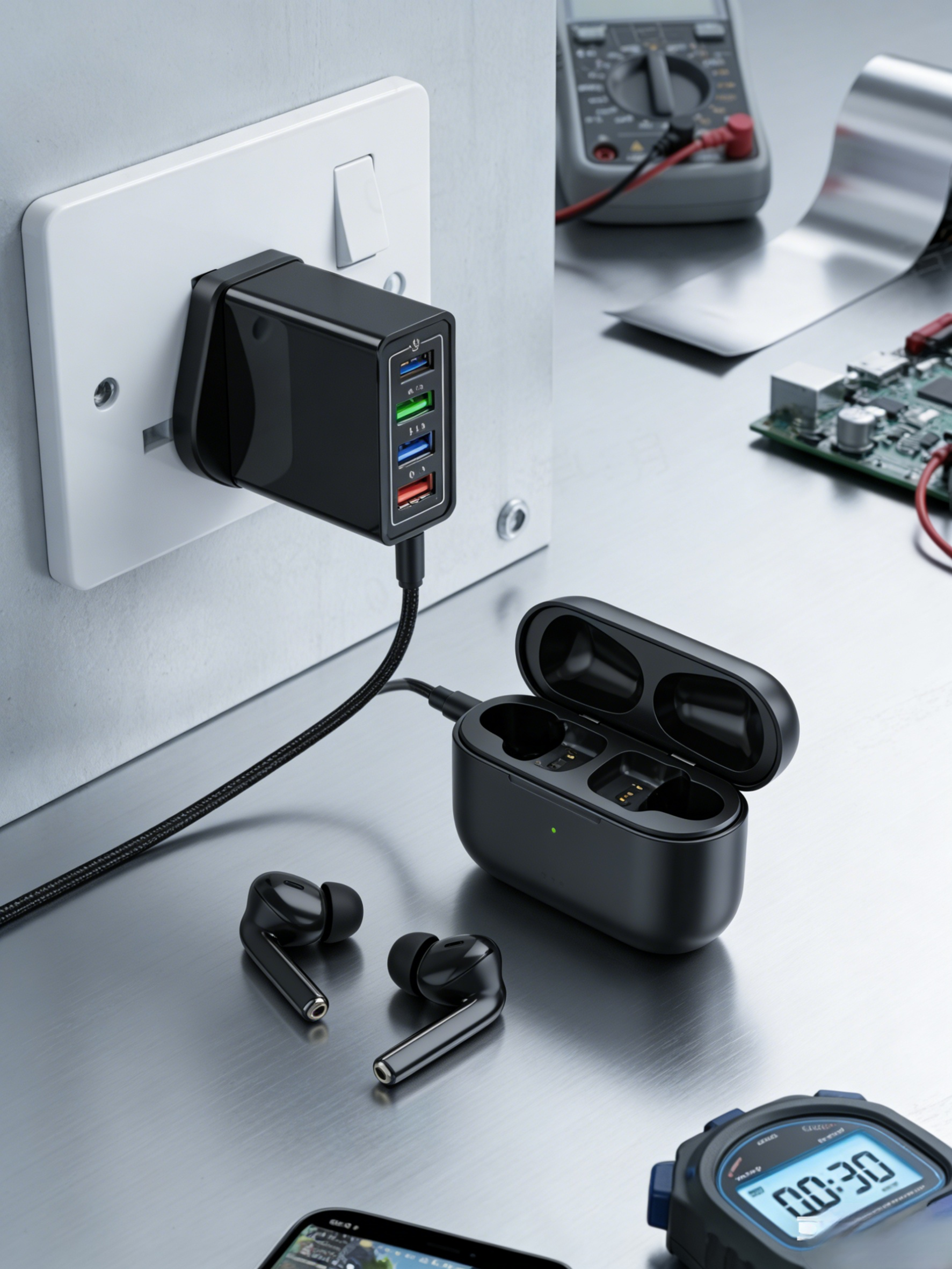 Four-Port Travel Charger for Extended Phone Battery Life