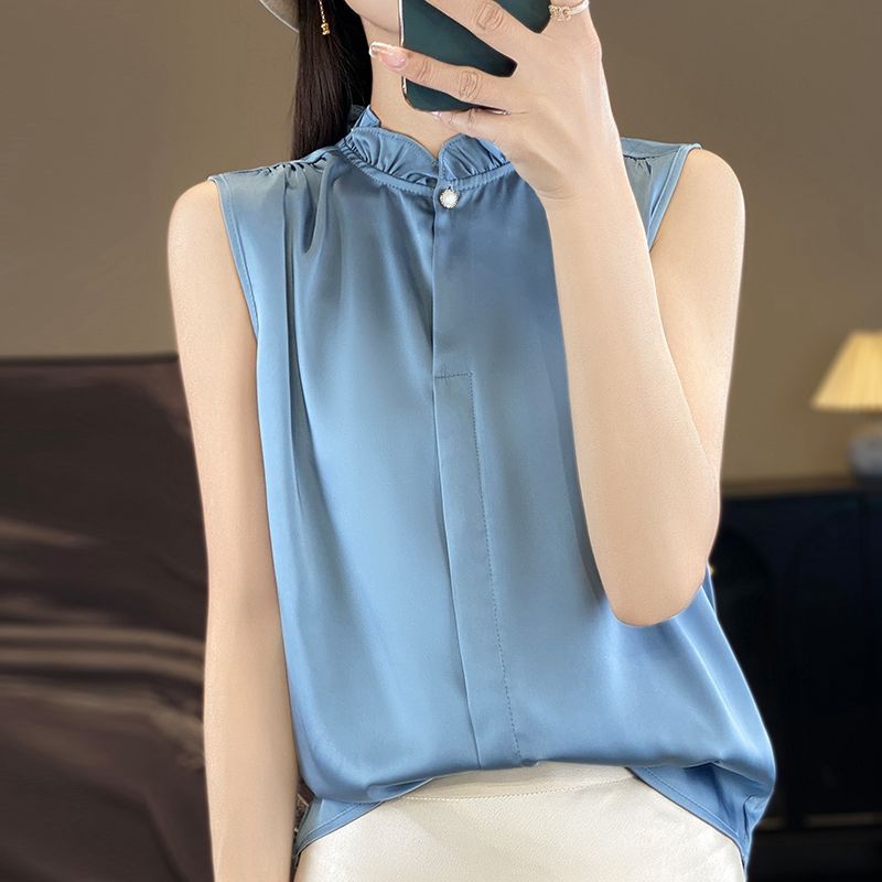 French style elegant versatile age-reducing silk base shirt