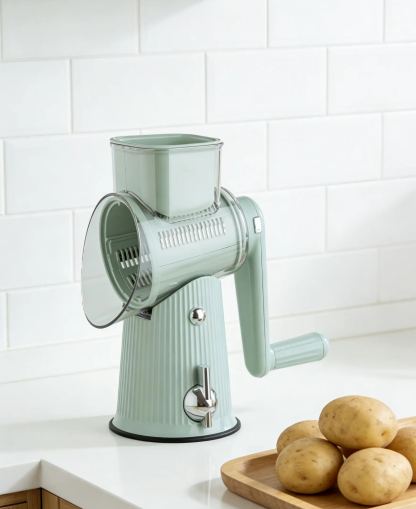 Hand crank multifunctional vegetable cutter