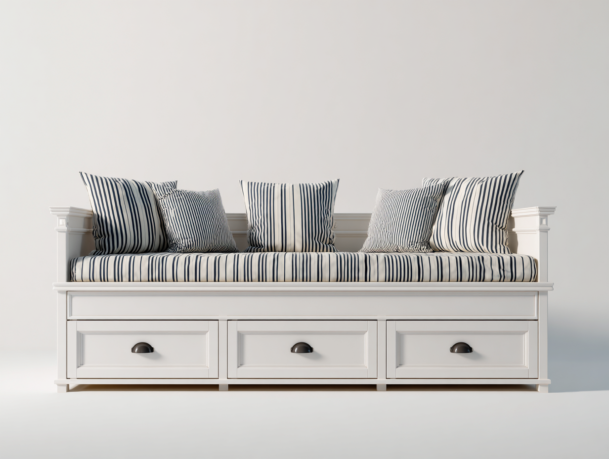 Wood single bed with storage 200x90x85 cm - white - bedroom - classic design-Designoliq