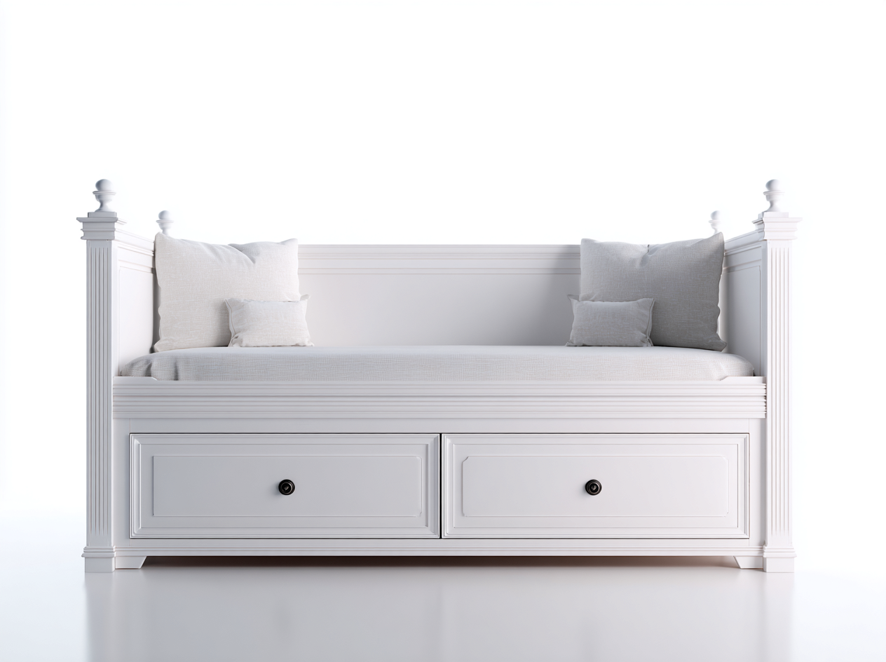 Single Bed Wood 200x100x85 cm - White - Bedroom - Storage Daybed Style-Designoliq