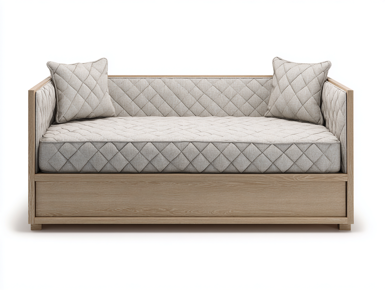 Oak single bed with storage 200x100x85 cm - light oak/light grey - bedroom - modern design-Designoliq
