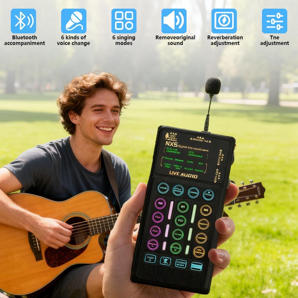 Live Sound Card Live Mixing Console With Voice Changer And AI Noise Reduction Bluetooth Audio Mixer equipment, for Outdoor, Gaming, Podcasting,Recording,Singing,Youtube Tiktok Blog Streaming