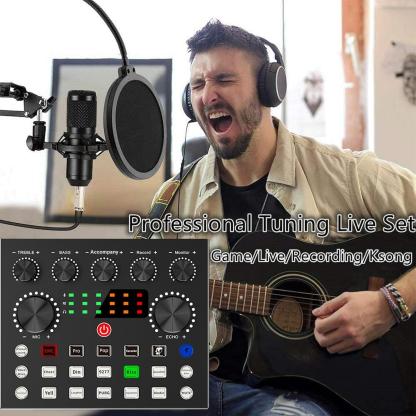 Professional Podcast Studio Equipment Kit, USB Rechargeable Condenser Microphone & Audio Interface & Sound Card & Audio Mixer, Live Streaming Equipment for YouTube & Twitch