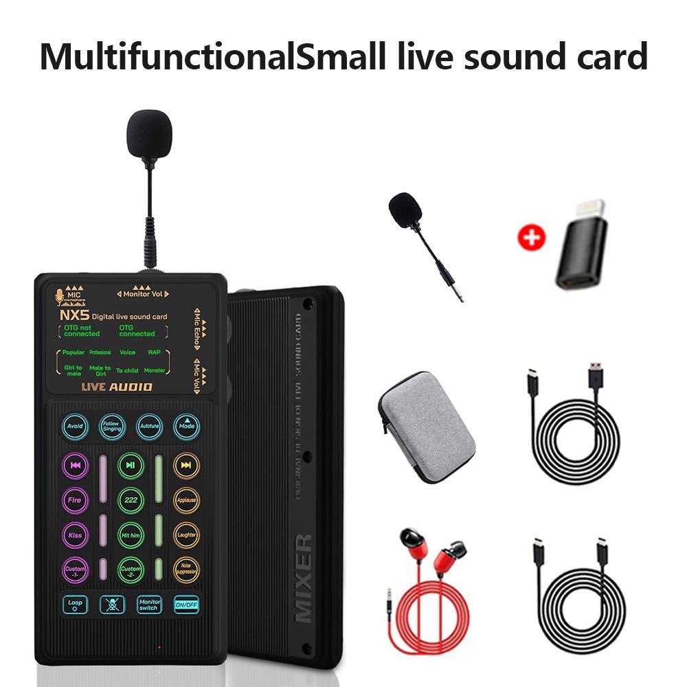 Live Sound Card Live Mixing Console With Voice Changer And AI Noise Reduction Bluetooth Audio Mixer equipment, for Outdoor, Gaming, Podcasting,Recording,Singing,Youtube Tiktok Blog Streaming