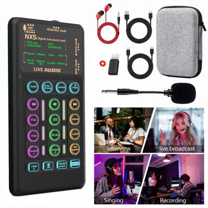 Live Sound Card Live Mixing Console With Voice Changer And AI Noise Reduction Bluetooth Audio Mixer equipment, for Outdoor, Gaming, Podcasting,Recording,Singing,Youtube Tiktok Blog Streaming