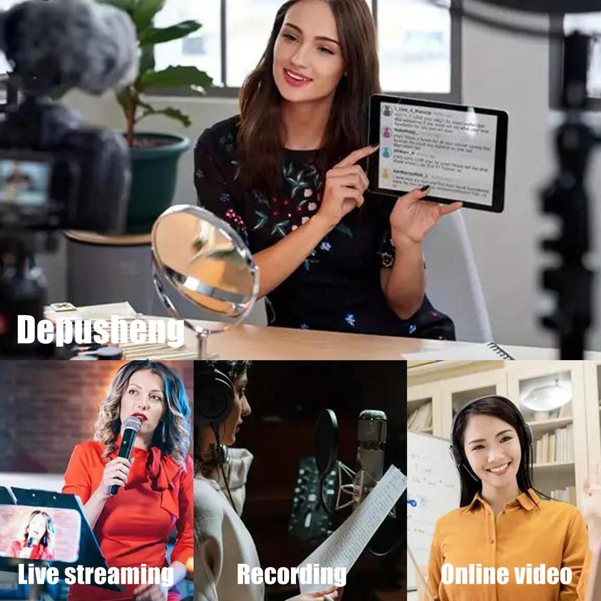 Professional Podcast Studio Equipment Kit, USB Rechargeable Condenser Microphone & Audio Interface & Sound Card & Audio Mixer, Live Streaming Equipment for YouTube & Twitch