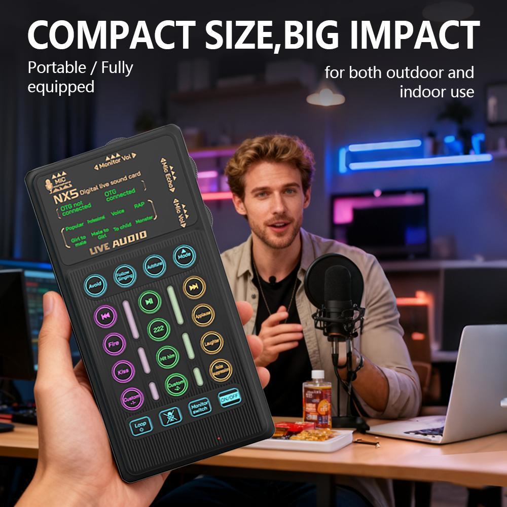 Live Sound Card Live Mixing Console With Voice Changer And AI Noise Reduction Bluetooth Audio Mixer equipment, for Outdoor, Gaming, Podcasting,Recording,Singing,Youtube Tiktok Blog Streaming