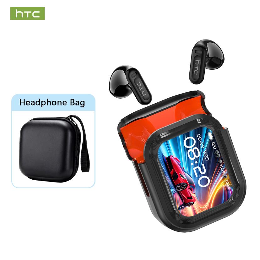 hTC AI Translation Wireless Earbuds,Translator 134 Languages Bluetooth Headphones,LCD Full Color Display Screen Charging Case Ear Buds with MIC