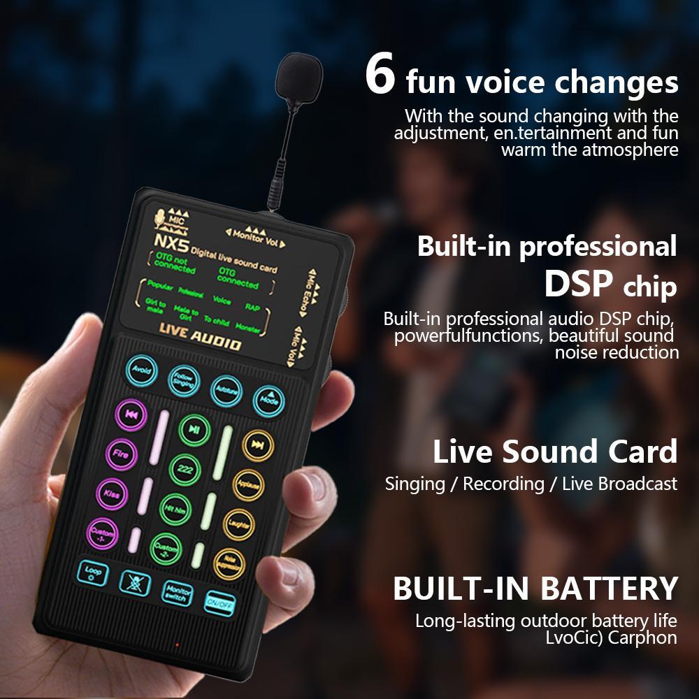 Live Sound Card Live Mixing Console With Voice Changer And AI Noise Reduction Bluetooth Audio Mixer equipment, for Outdoor, Gaming, Podcasting,Recording,Singing,Youtube Tiktok Blog Streaming