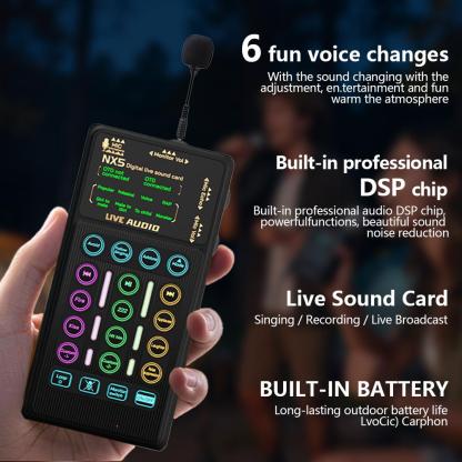 Live Sound Card Live Mixing Console With Voice Changer And AI Noise Reduction Bluetooth Audio Mixer equipment, for Outdoor, Gaming, Podcasting,Recording,Singing,Youtube Tiktok Blog Streaming